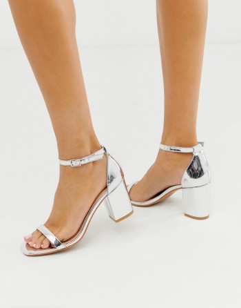 Glamorous Silver Block Heel Srebrne - Ženske Sandale | 38504YPEL